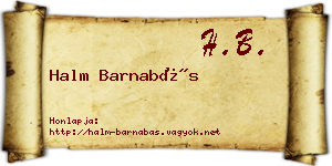 Halm Barnabás névjegykártya